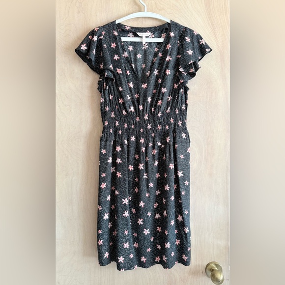 Rebecca Taylor Maui Floral Silk Blend Mini Dress Smocked Waist Women’s M